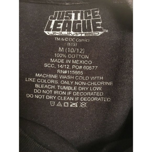 JUSTICE LEAGUE Black Tshirt, Batman Superman Aquaman Flash, Boy’s M (10/12) - Picture 3 of 4